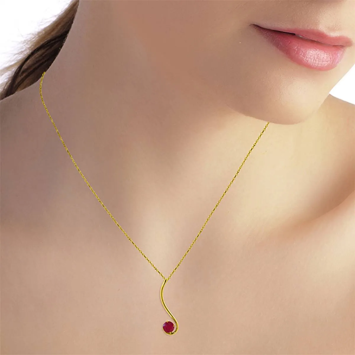 0.55 Carat 14K Solid Yellow Gold Silence In Autumn Ruby Necklace