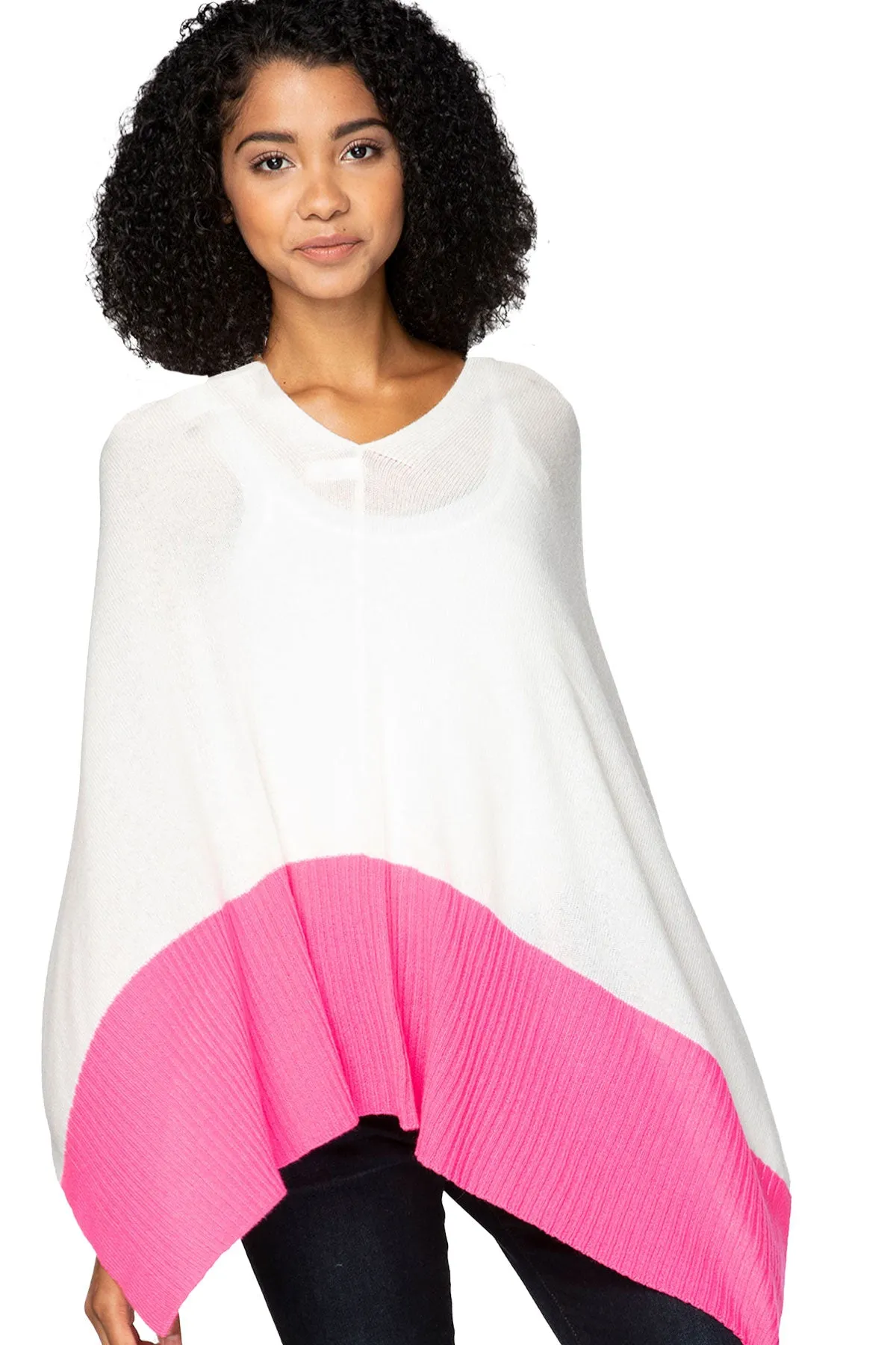 100% Cashmere Cabana Poolside Poncho Sweater |  Bi-Color