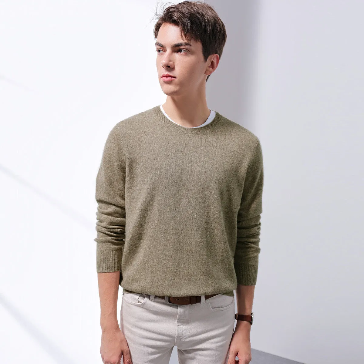 100% Cashmere Mens Round Neck Sweater