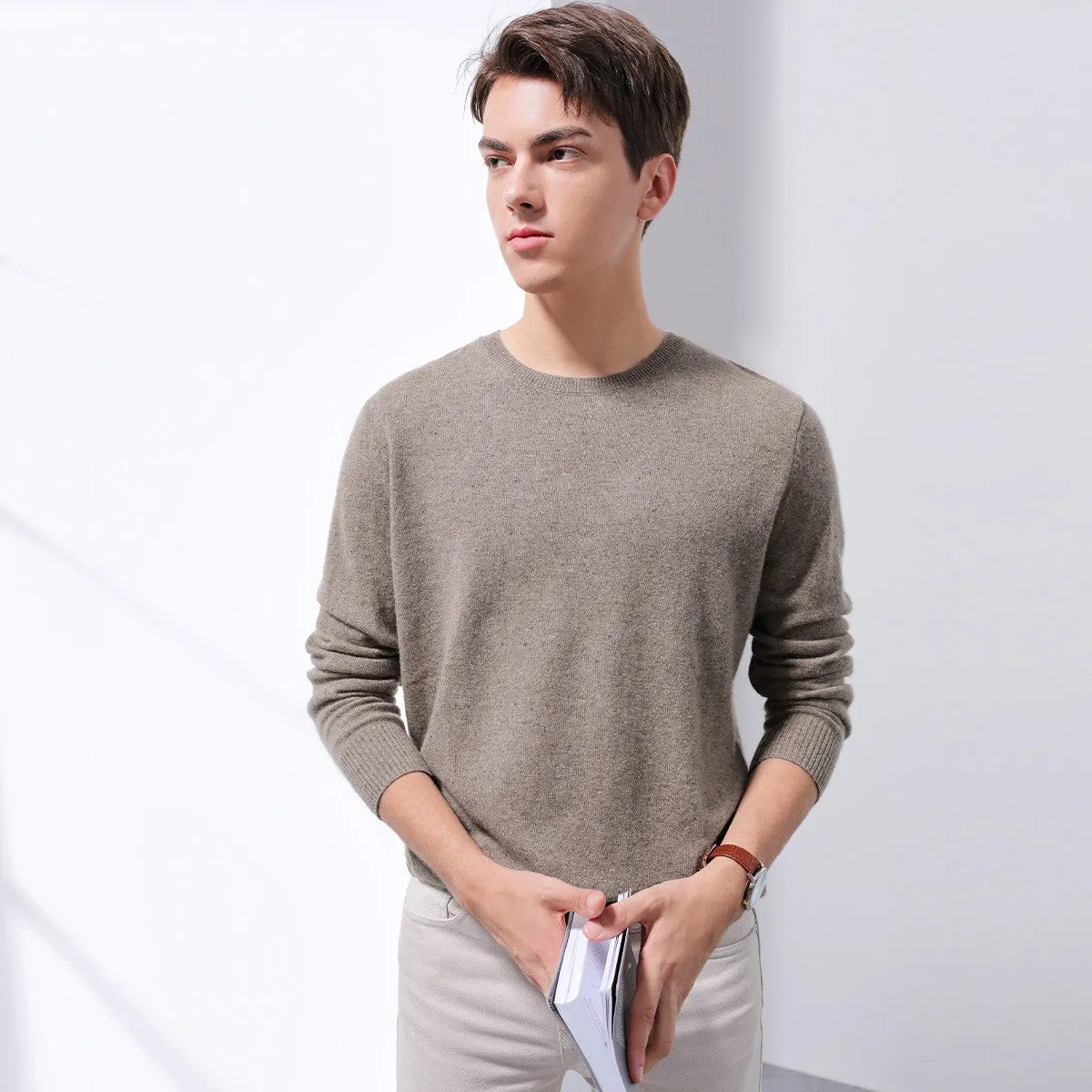 100% Cashmere Mens Round Neck Sweater