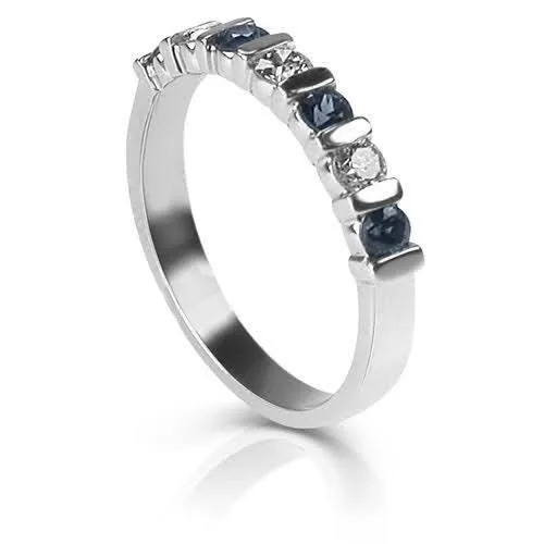 1.05 CT Round Cut Blue Sapphires & Diamonds - Wedding Band