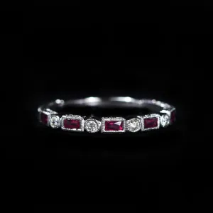 14K White Gold 0.32 CTW Ruby and Diamond Band