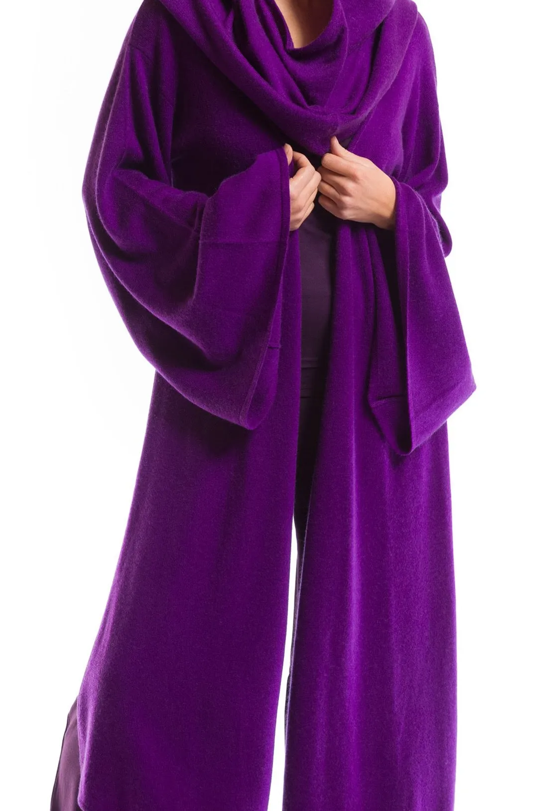 2 PLY CASHMERE DRAPED SHRUG PURPLE