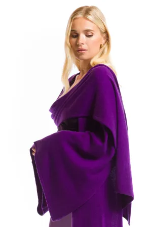 2 PLY CASHMERE DRAPED SHRUG PURPLE