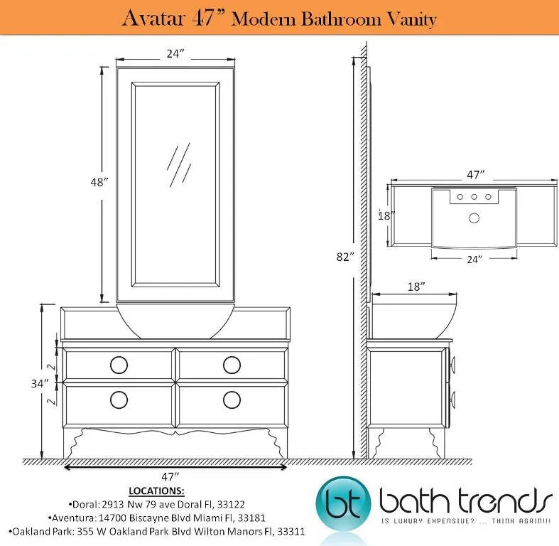 Aquamoon Avatar 47 Modern Bathroom Vanity Set - Black