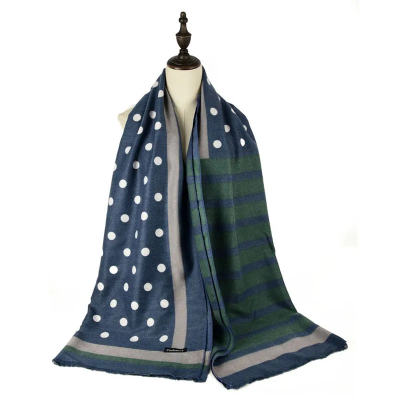 Autumn and winter shawl wool cotton scarf polka dot striped warm scarf women's all-match