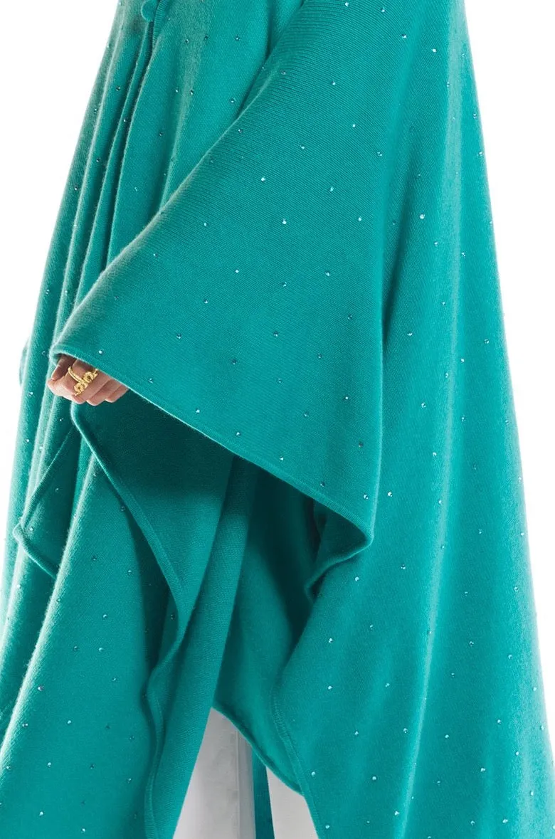 AVALON JEWELLED CASHMERE CAPE AQUA