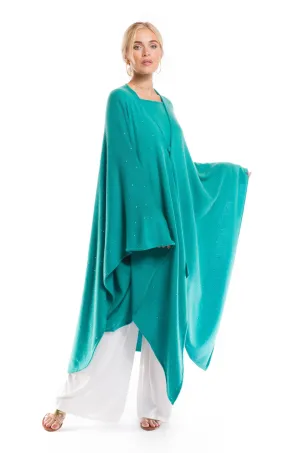 AVALON JEWELLED CASHMERE CAPE AQUA