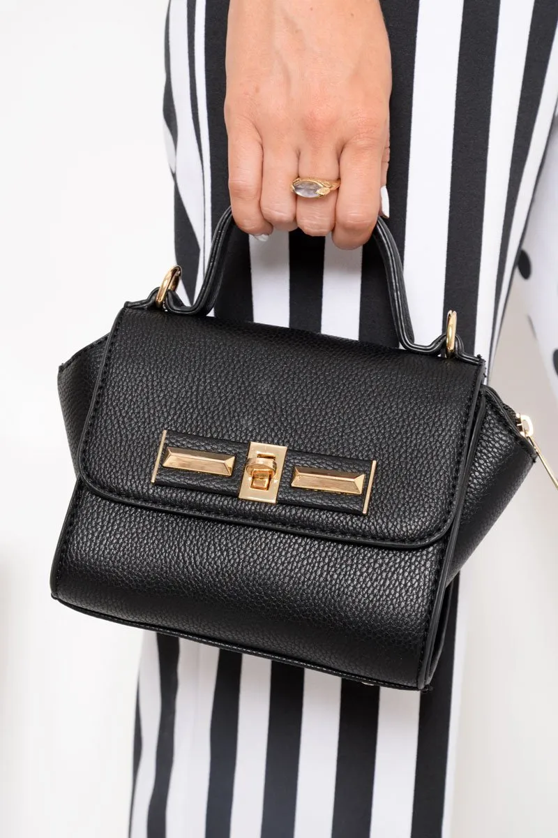 Black Gold Detail Mini Handbag - Jazzlin