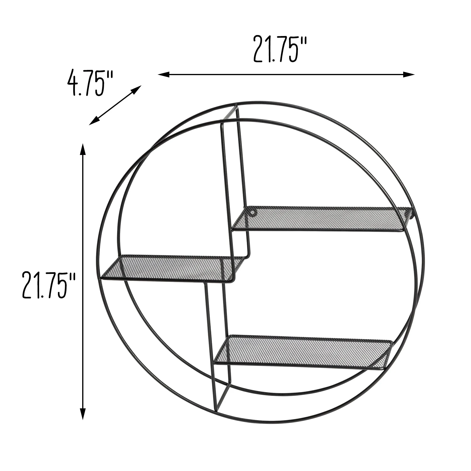 Black Modern Circular Wall Shelf