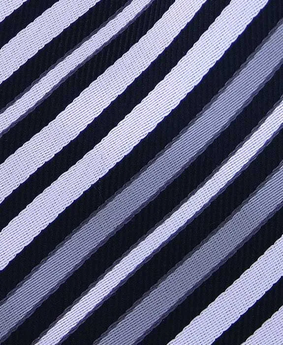 Black, White & Silver 4" Wide Striped Tie