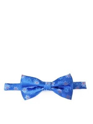 Blue Floral Patterned Bow Tie