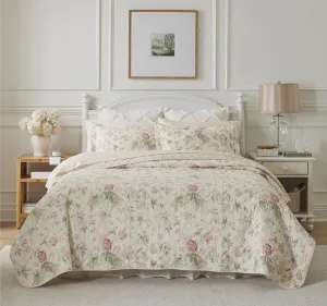 Breezy Floral Coverlet Set Pink and Green