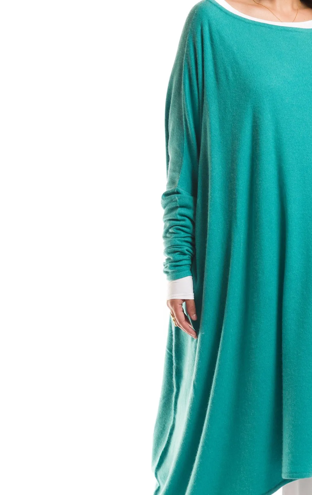 CASHMERE SLOUCHY JUMPER AQUA