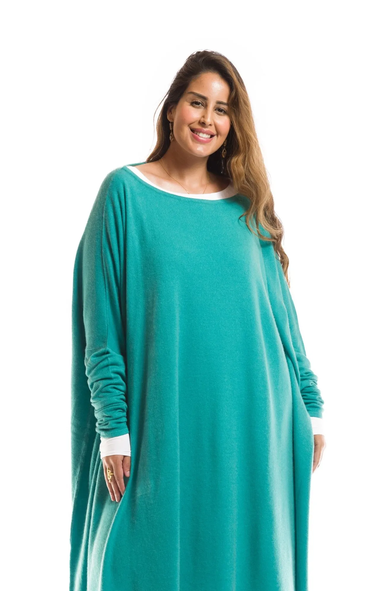 CASHMERE SLOUCHY JUMPER AQUA