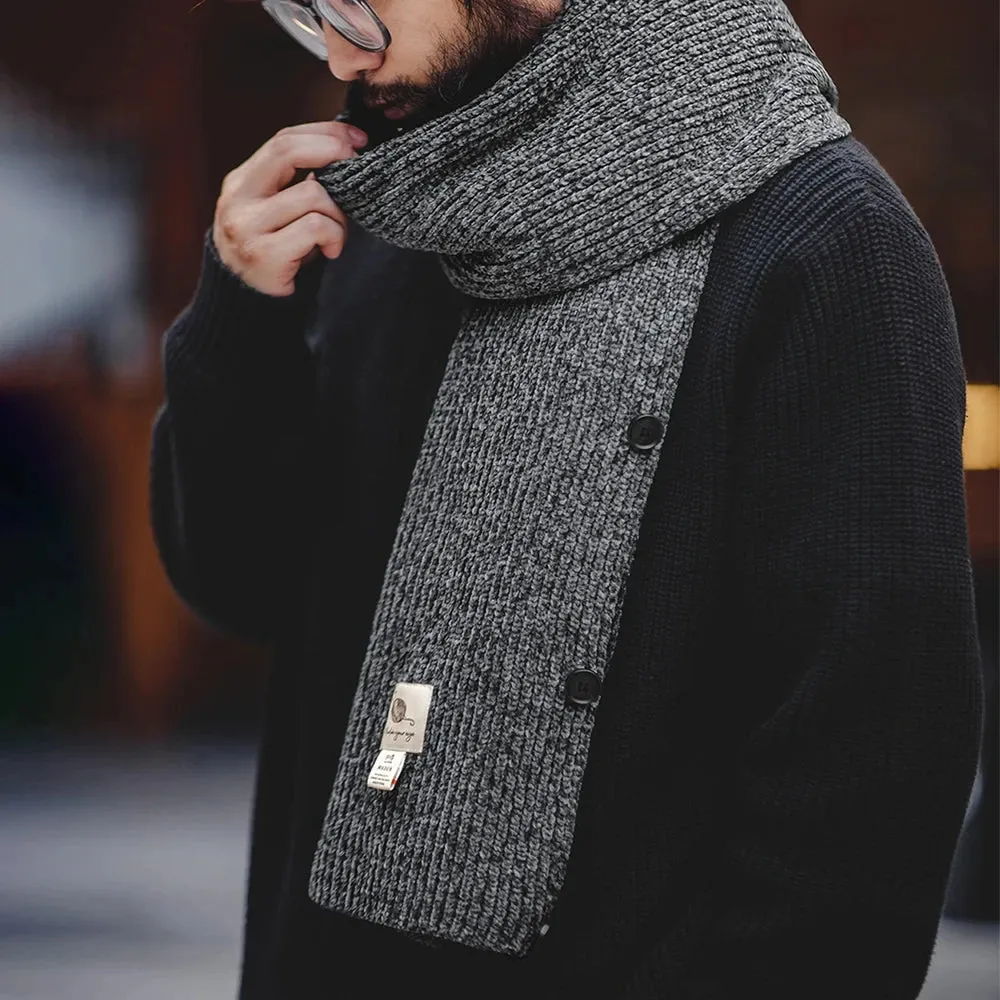 Chenille Multifunctional Knitted Scarf Casual Grey Warm Waistcoat Men's Designer Scarves