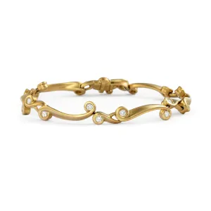 Contour Diamond and Yellow Gold Link Bracelet