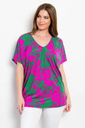 Contrast Printed Short Sleeve Top