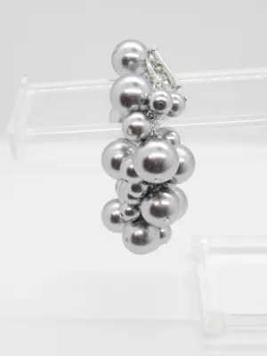 Dramatic Rich Gray Faux Pearl Drops Bracelet