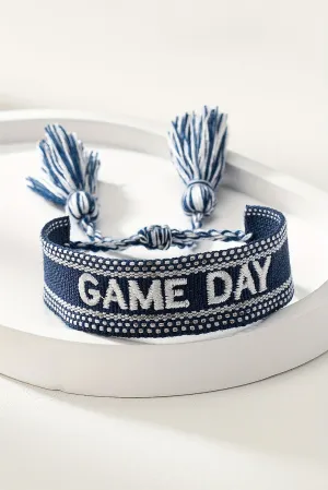 Fiery Red GAME DAY Embroidered Woven Tassel Decor Bracelet