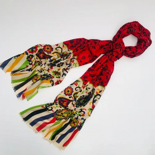 Floral Scarf - Red paisley