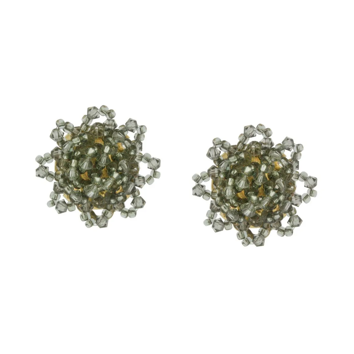 Gray Crystal Woven Earrings