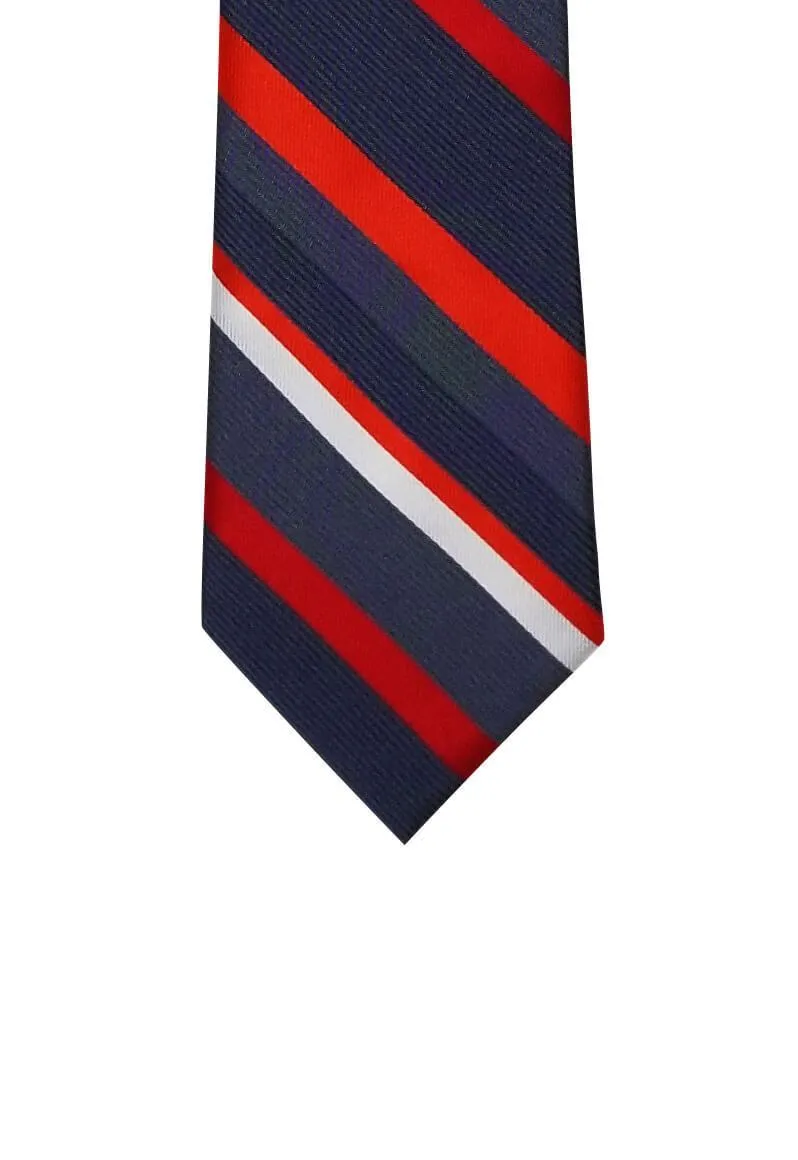 Gray with Red Stripes Traditional Tie