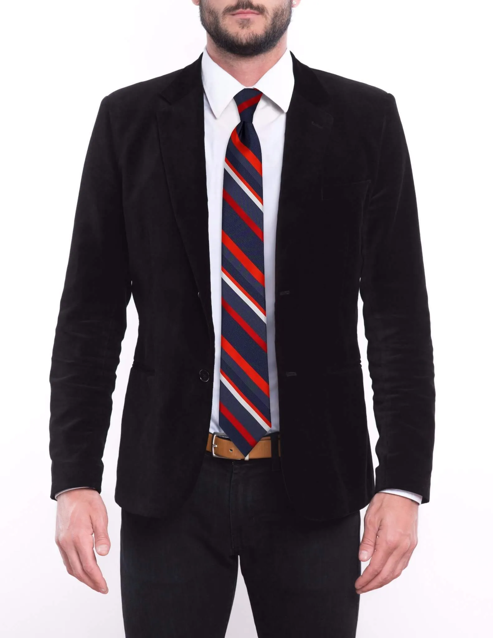 Gray with Red Stripes Traditional Tie