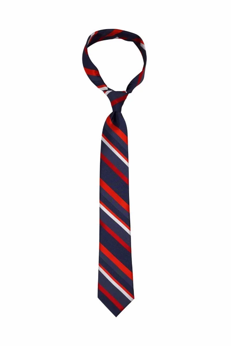 Gray with Red Stripes Traditional Tie