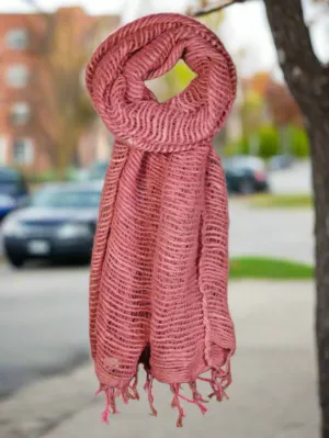 Handwoven Open Cotton Weave Scarf - Blush