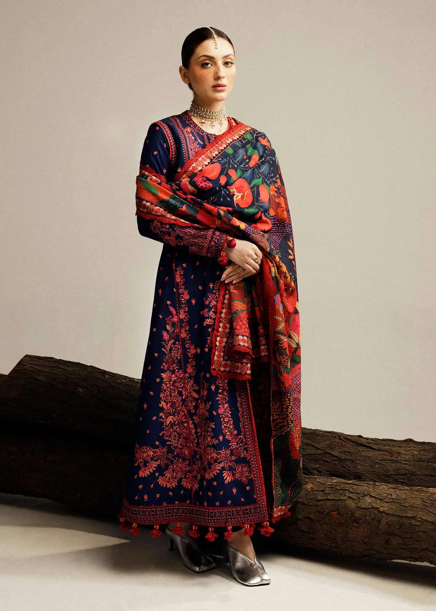 Hussain Rehar Winter Collection with Shawl –  Cerulean