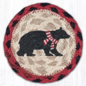 IC-396 Bear Red Striped Scarf Individual Coaster