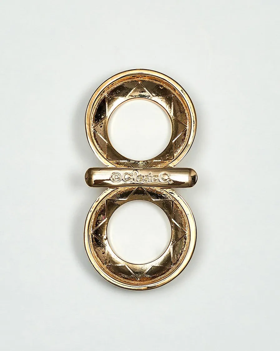 INFINITY8 Designer Scarf Charm-Ring 18K Gold Black Enamel Plated Brass