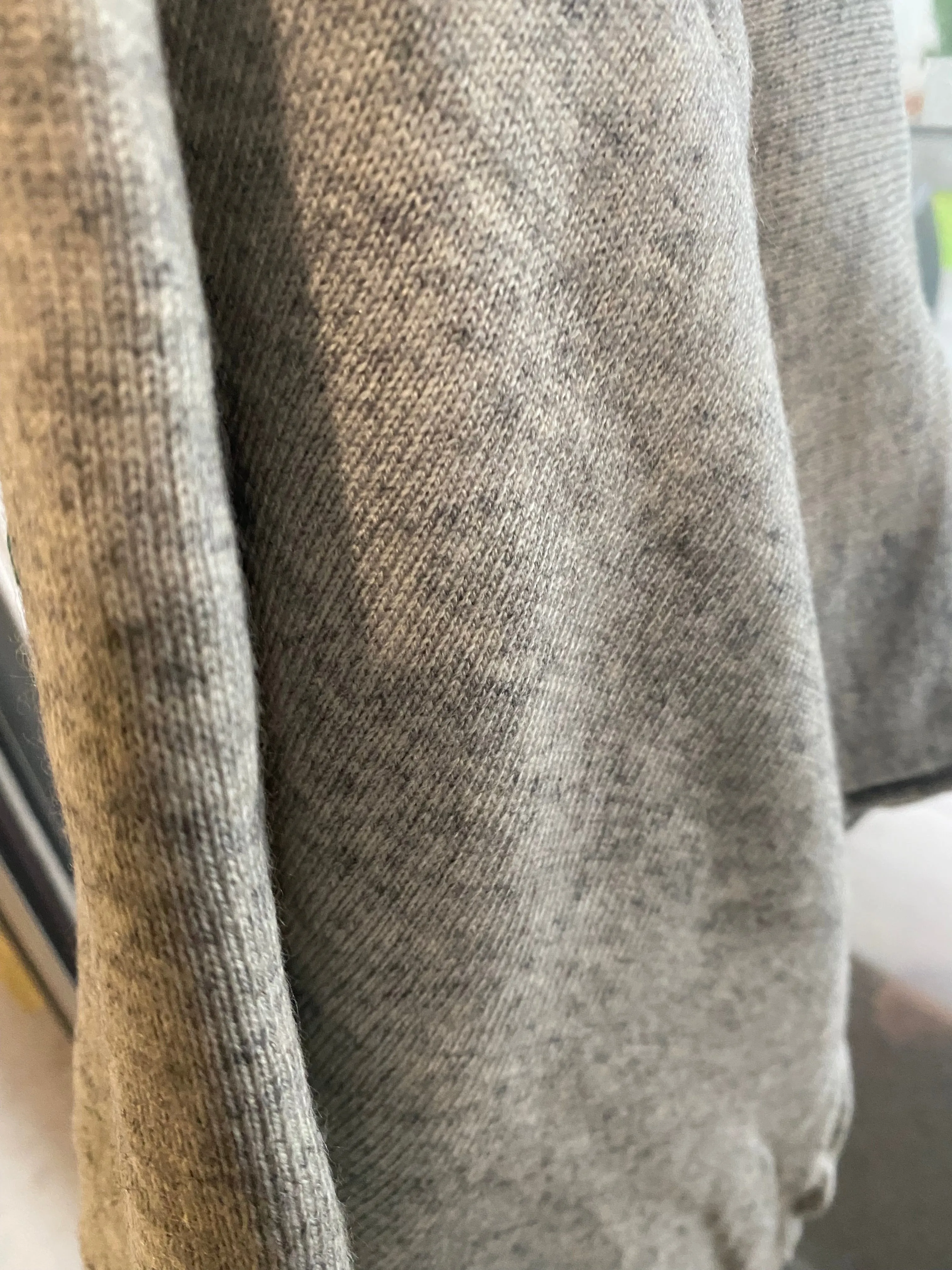 Julian Knitted Pure Grey Cashmere Shawl/ Wrap/ Scarf