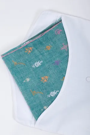 Khadi Kashmir Shawl, Pashmina Scarf, Sozni Wrap, Super Soft, Handmade, Embroidered Neck Scarves, 28x80" - PONDICHERRY