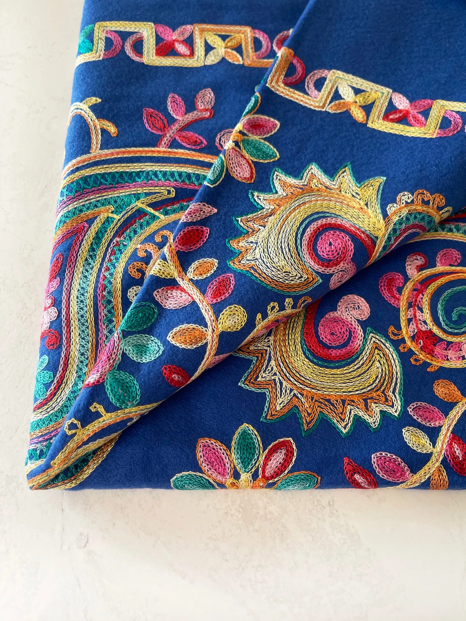 LARGE BLUE COLOURFUL PAISLEY CASHMERE COTTON BLEND WINTER SHAWL BLANKET SCARF