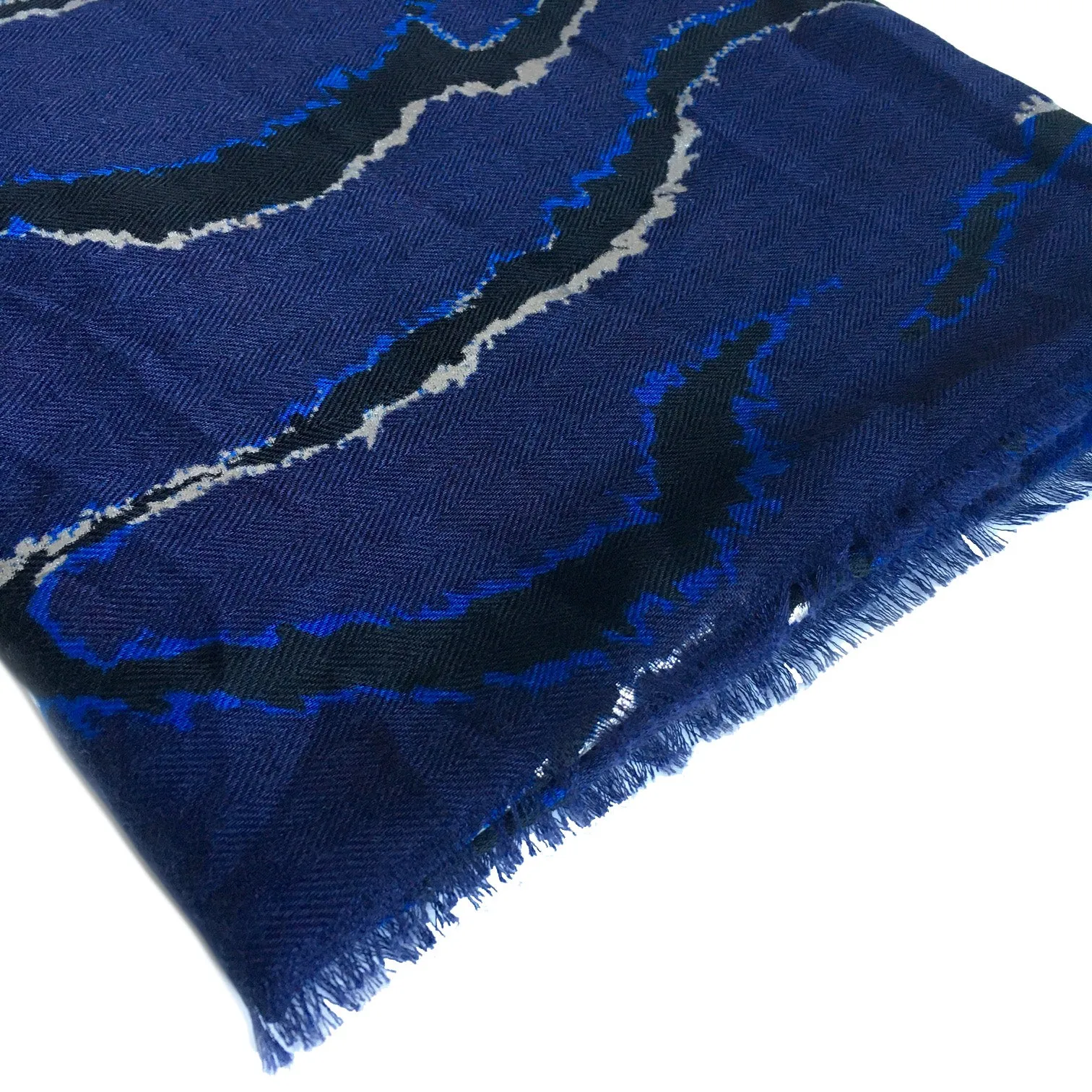 LARGE BLUE ZEBRA AND LEOPARD PRINT SHAWL SCARF