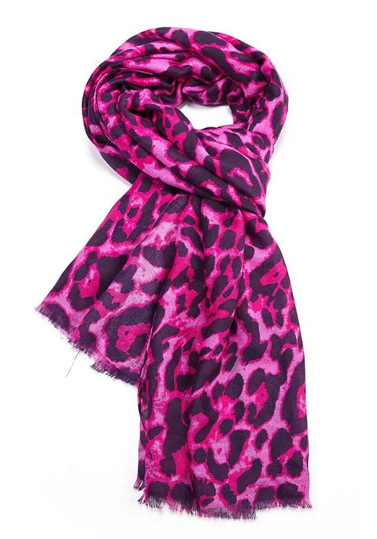 LARGE FUCHSIA PINK LEOPARD PRINT SCARF