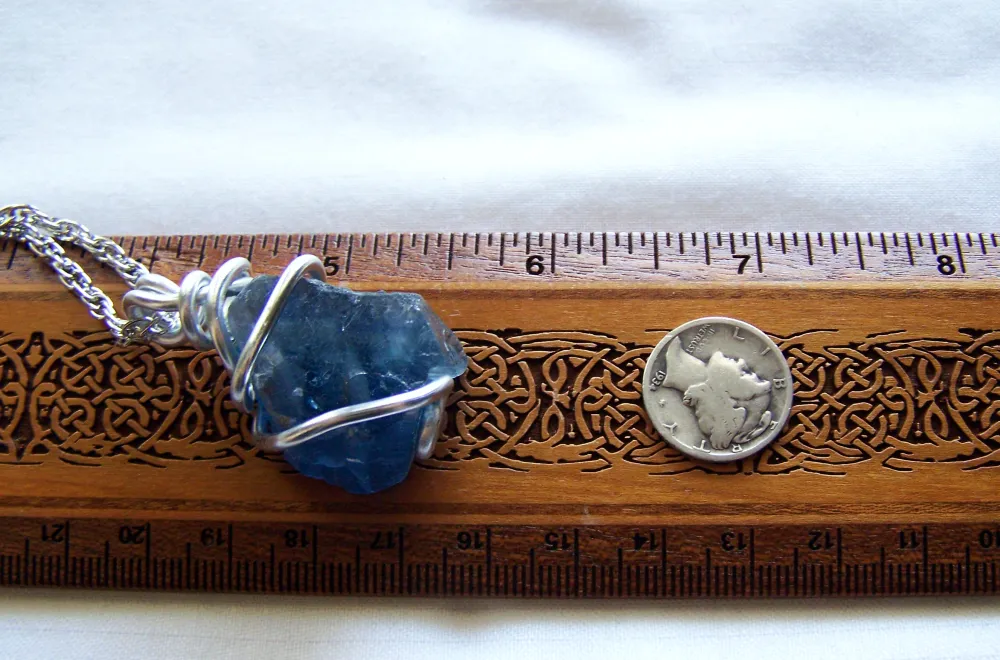 Large Natural Blue Fluorite Wire Wrapped Stone