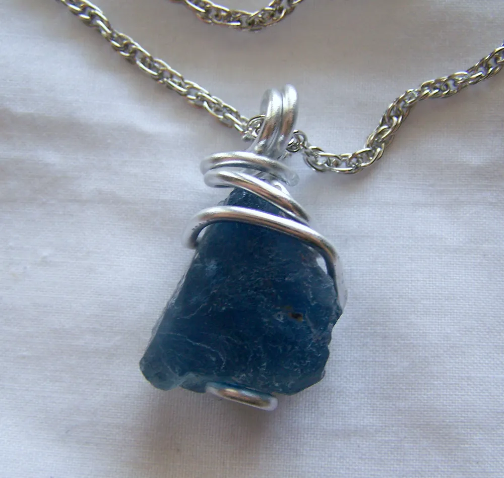 Large Natural Blue Fluorite Wire Wrapped Stone