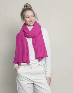 Luxury Rib Plaid Scarf in Berry