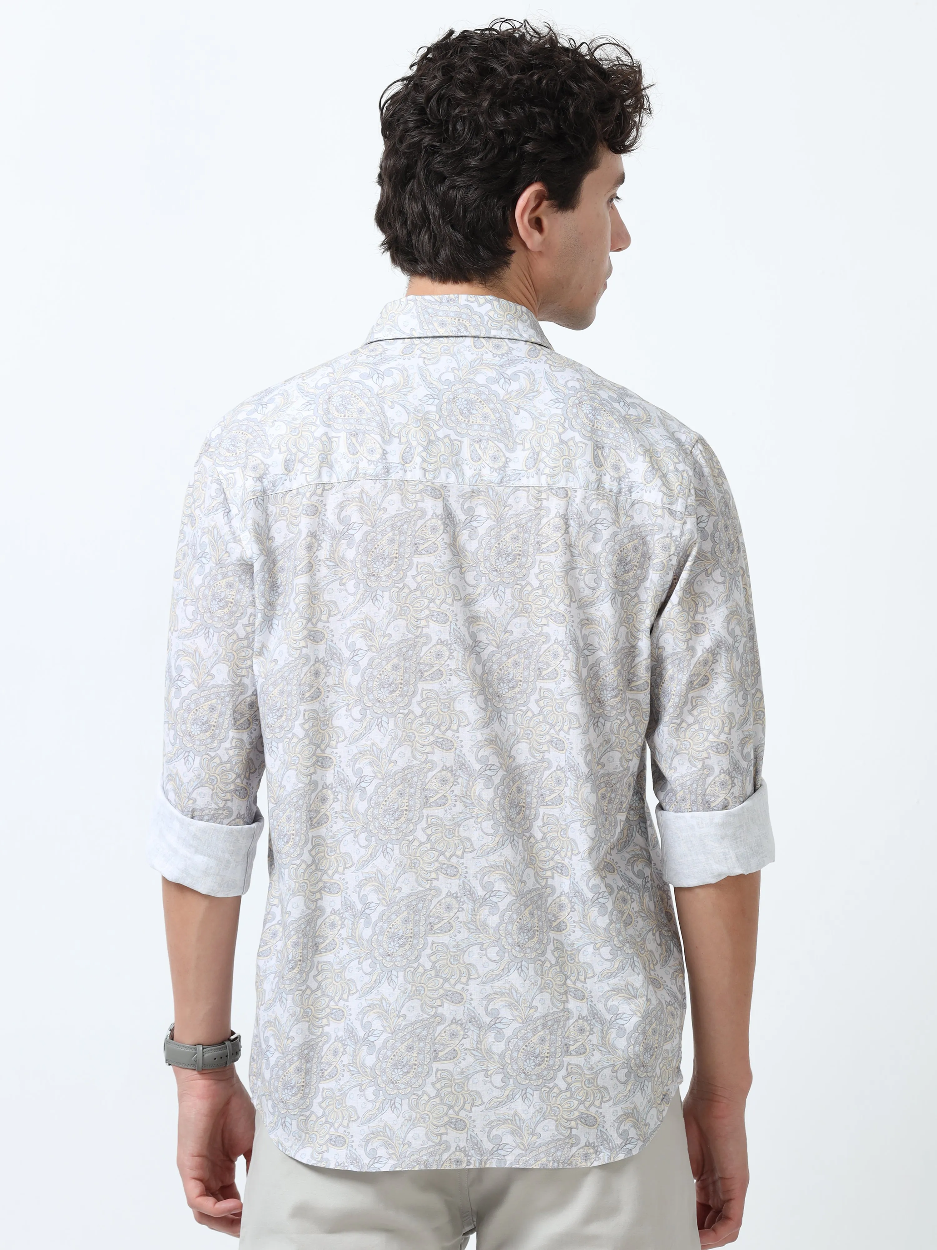 Lyra - Full sleeve Printed Shirt - Grey