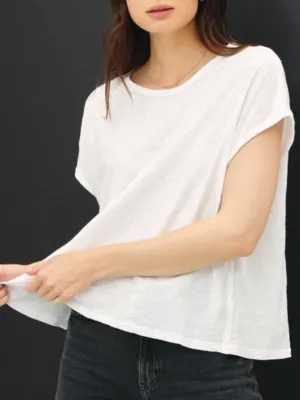 Mandy Capped Sleeve Top - White