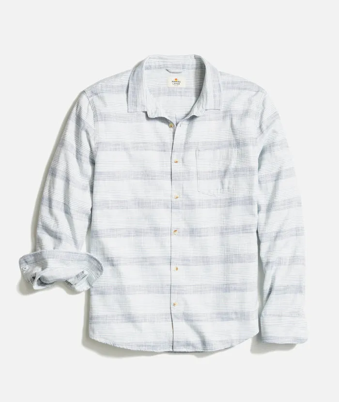 Marine Layer Classic Stretch Selvage Shirt-blue baja stripe