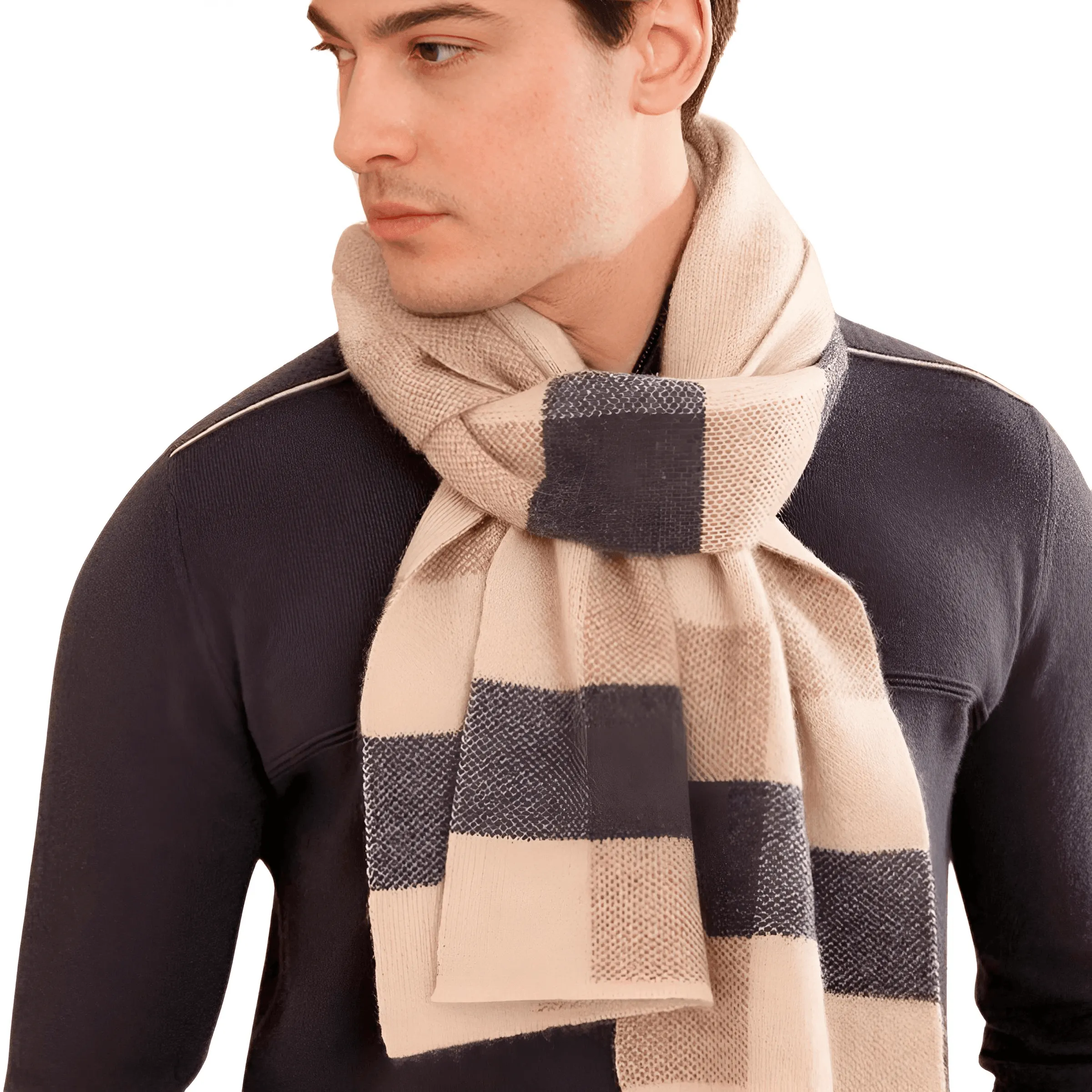 Men's Plaid Scarf 100% Goat Cashmere