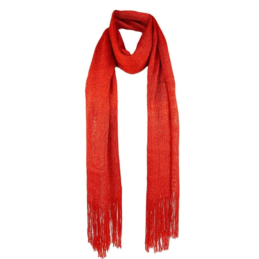 Metallic Fringe Multi Use Scarf Shawl Wraps Red Tones (1 units)