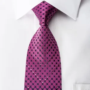 Micheal Angelo Men's Silk Tie Geometric Circles On Purple Sparkling With Rhinestones