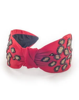 NamJosh - Leopard Beaded Headband Red