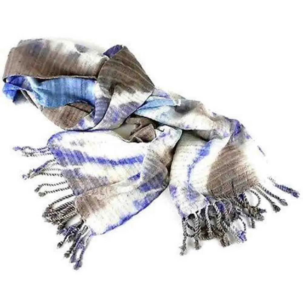 Natural Tie-Dye Cotton Scarf in Purple/Gray Maya Traditions