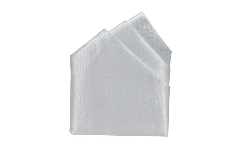 PLAIN SOLID PURE WHITE POCKET SQUARE